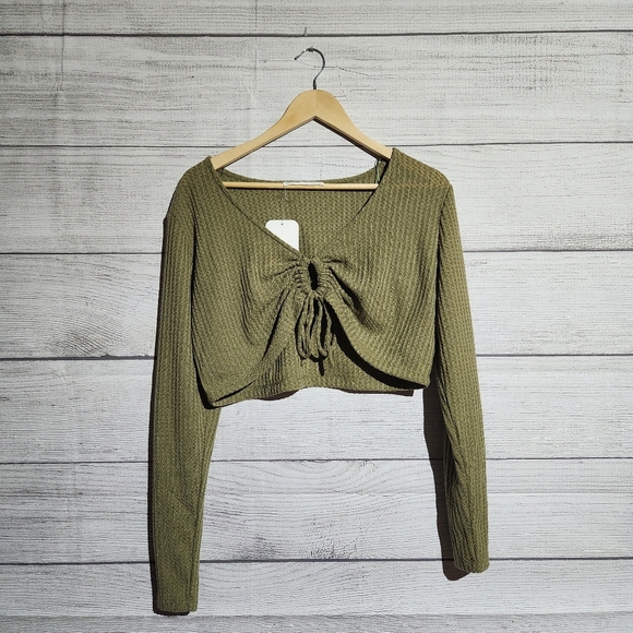 Elodie Tops - Elodie Waffle Knit Crop Top, Size XL